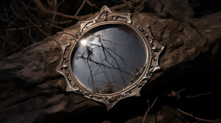 a mirror on a logの素材