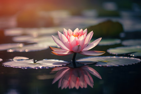 a pink flower on waterの素材