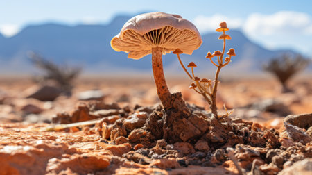 a mushroom growing out of the groundの素材