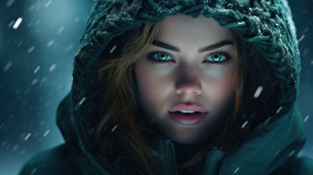 a woman wearing a hoodの素材