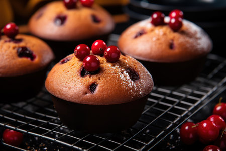 a muffins with berries on topの素材