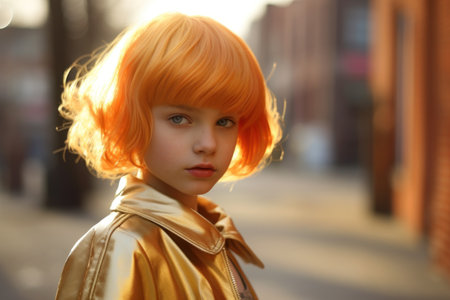 a girl with orange hairの素材