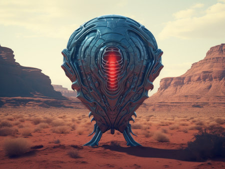 a metal object in a desertの素材