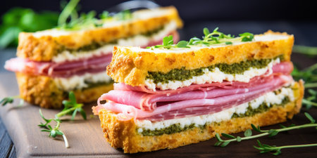 a sandwich with meat and cheeseの素材