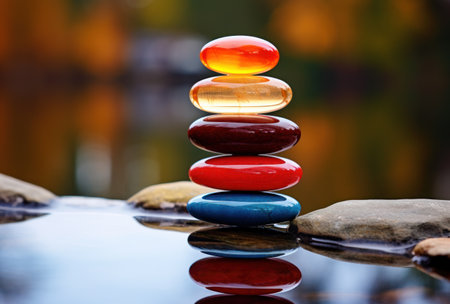 a stack of colored rocksの素材