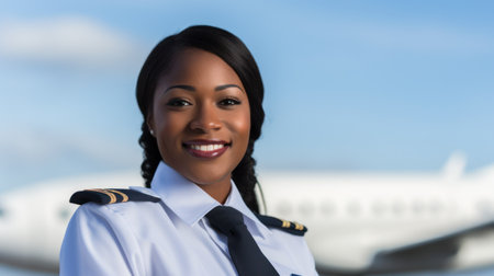 a woman in uniform smilingの素材