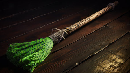 a green and white broomの素材