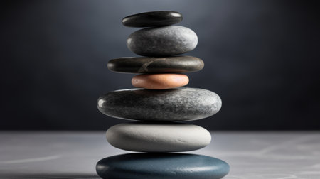 a stack of rocks on a tableの素材