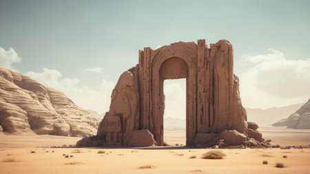 a stone archway in a desertの素材
