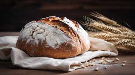 a loaf of bread and wheatの素材