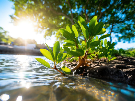 a plant growing out of the waterの素材