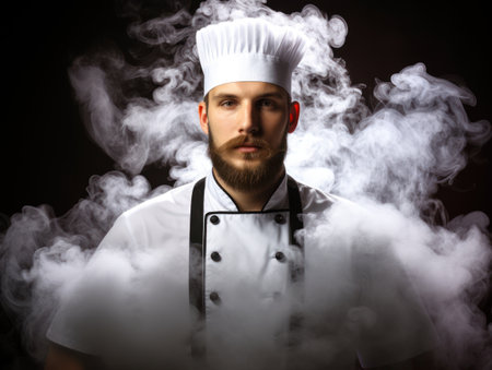 a man wearing a chef's hat and apronの素材