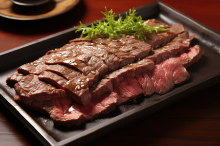 a plate of sliced meatの素材