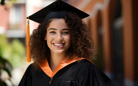 a woman in a graduation gownの素材