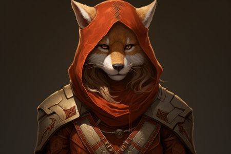 a digital art of a fox in a red hoodの素材