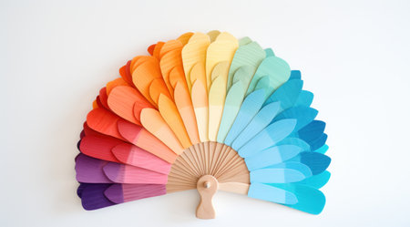 a fan with many colors of woodの素材