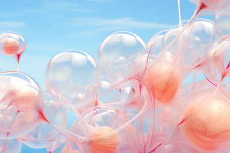 a group of bubbles in a netの素材