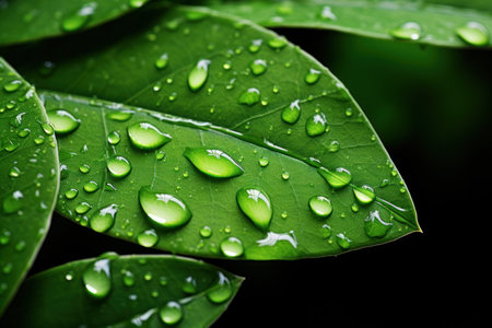 water droplets on a leafの素材