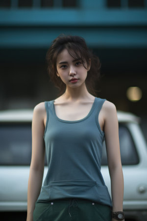 a woman in a tank topの素材