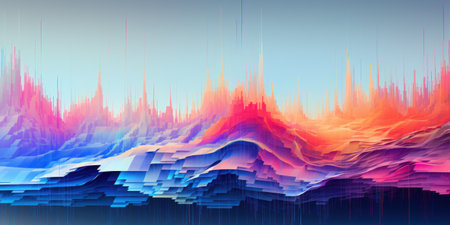 a colorful mountain with many squaresの素材