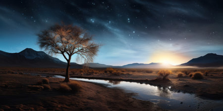 a tree next to a riverの素材