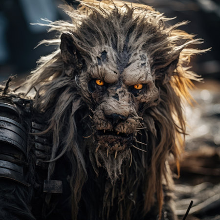 a close up of a lionの素材