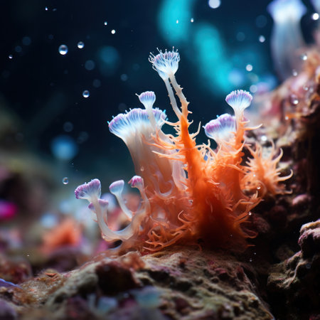 an orange and white sea anemonesの素材