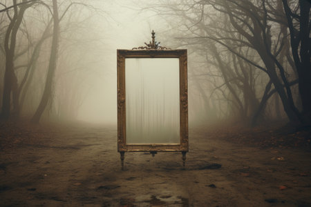 a mirror on a dirt roadの素材