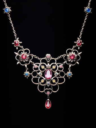 a necklace with colorful stonesの素材