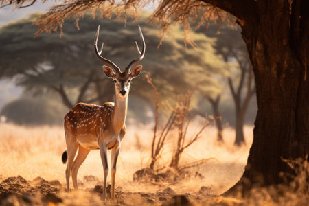 a deer standing in a fieldの素材