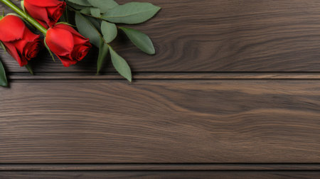 a red rose on a wood surfaceの素材