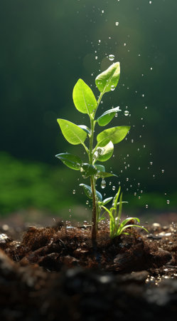 a plant sprouting out of dirtの素材