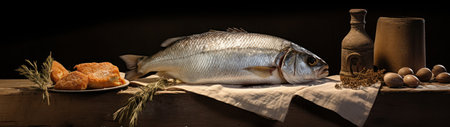 a fish lying on a towelの素材