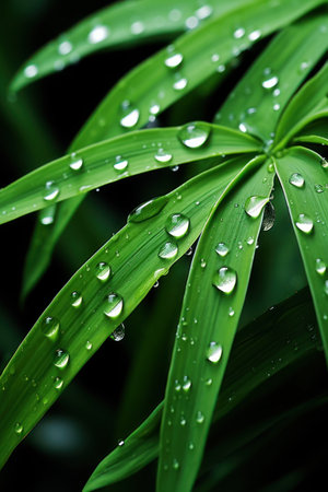 water droplets on a leafの素材