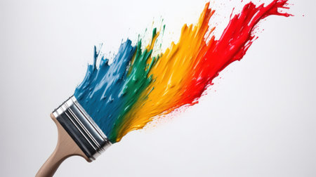 a paintbrush with rainbow colors coming out of itの素材