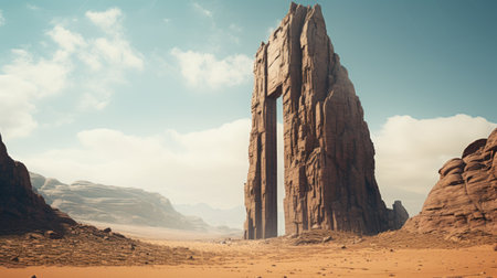 Fantasy landscape of the desert. 3d rendering, 3d illustration.の素材