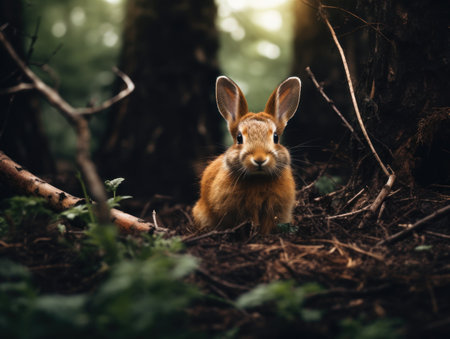 a rabbit in the woodsの素材