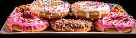 a stack of donuts with sprinklesの素材