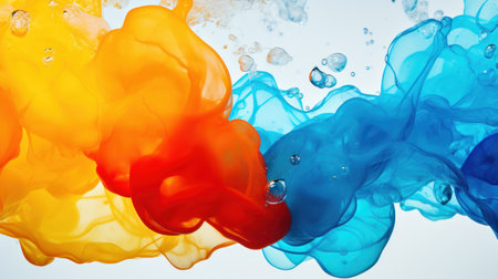 a blue and orange liquid in waterの素材