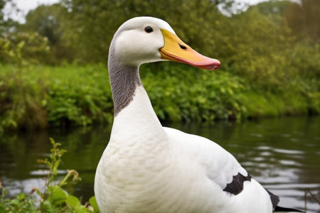 a white duck with a yellow beakの素材