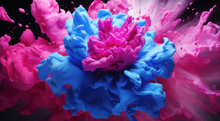 a pink and blue paint explosionの素材
