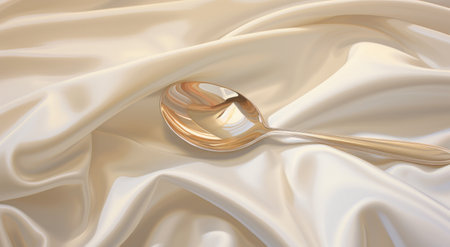 a spoon on a white clothの素材