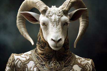 a goat with horns and armorの素材