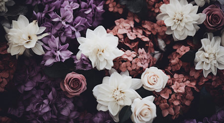 a group of flowers with leavesの素材
