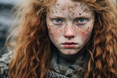 a girl with freckles and frecklesの素材