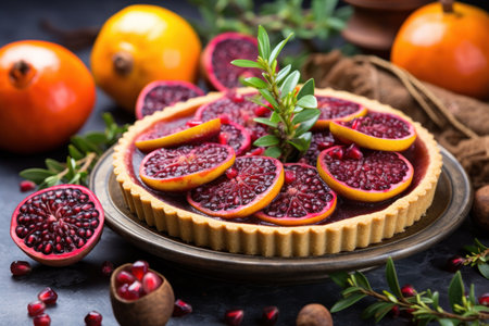 a pie with fruit on itの素材