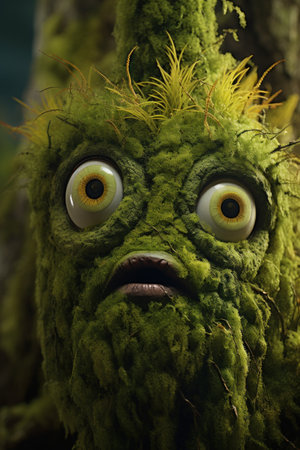 a green plant with large eyes and a mouthの素材