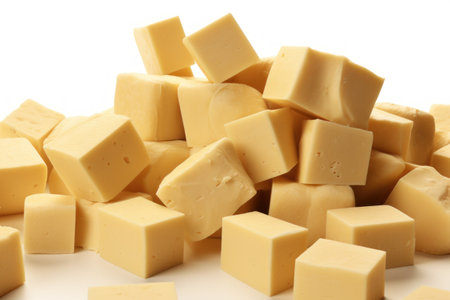 a pile of cubes of cheeseの素材