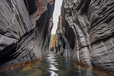 a river flowing through a canyonの素材
