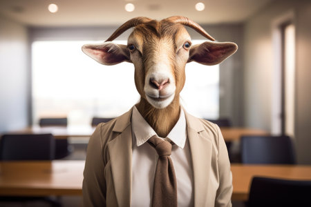 a goat wearing a suit and tieの素材